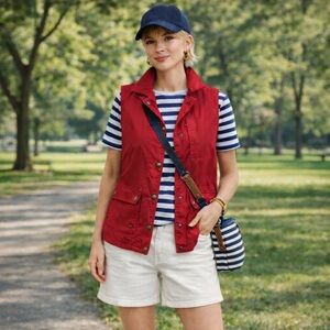 Ralph Lauren Red Utility Waxed Cotton Vest preppy academia M gorpcore chore
